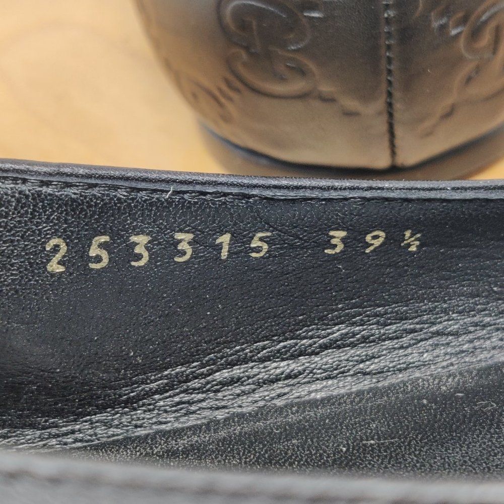 GUCCI ❤️💚 Guccissima Leather Web Stripe Ballet Flats Womens Size9.5 Blk 253315 - Picture 12 of 15